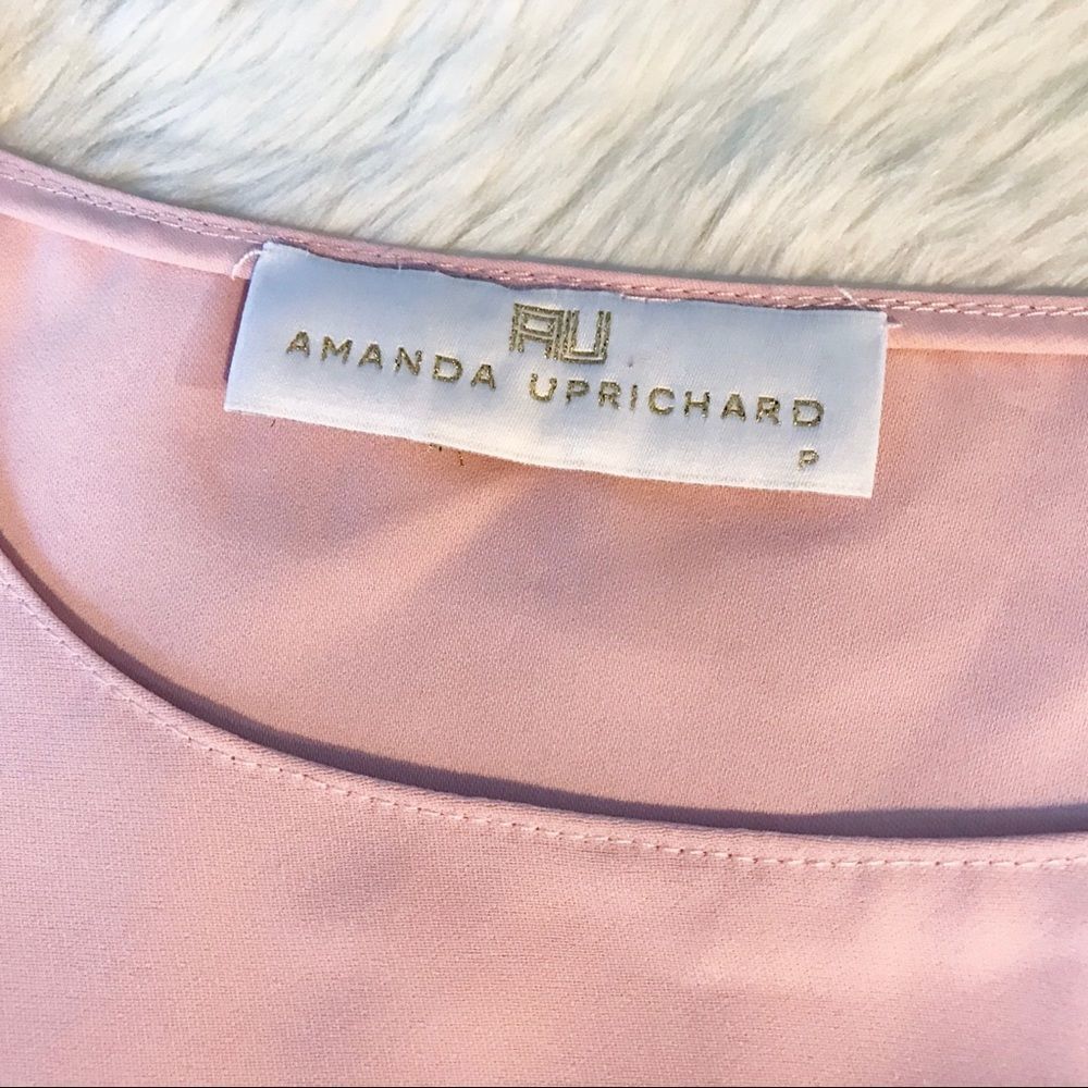 AMANDA UPRICHARD Cold Shoulder Blouse Top Short Flutter‎ Sleeve Light Pink XS - Picture 6 of 13